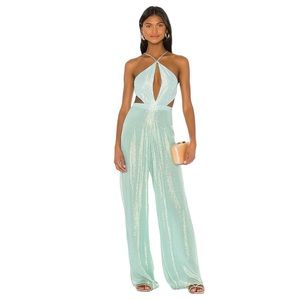Jen’s Pirate Booty Avalon Halter Wide Leg Metallic Sleeveless Jumpsuit